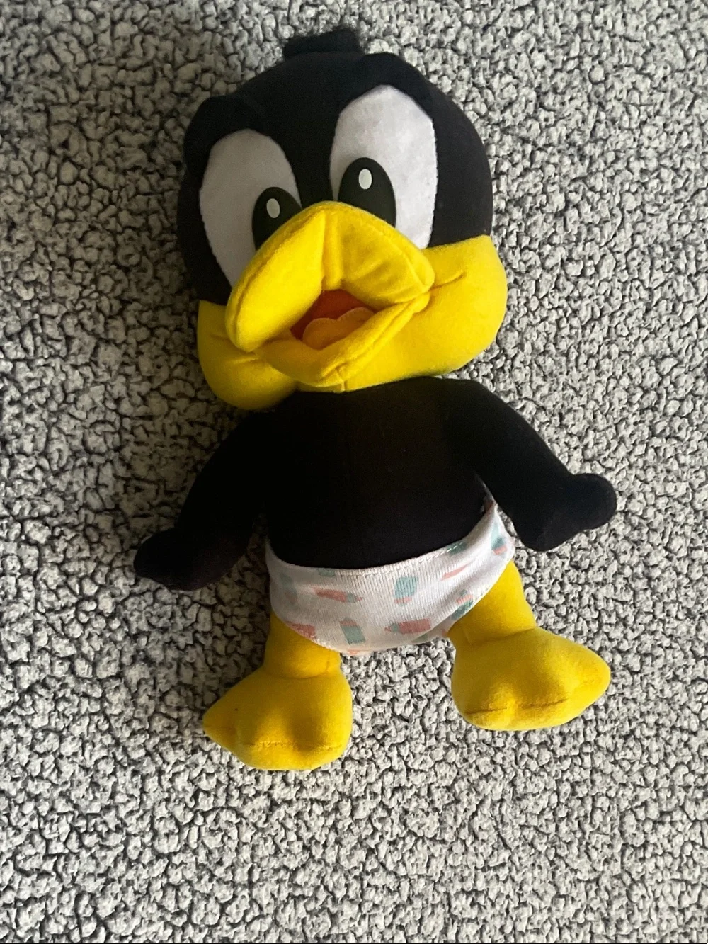 Plush Baby Duck Toy - Black & Bright Yellow